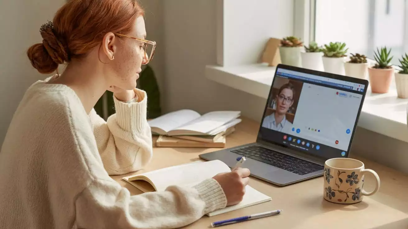 Students learning languages online